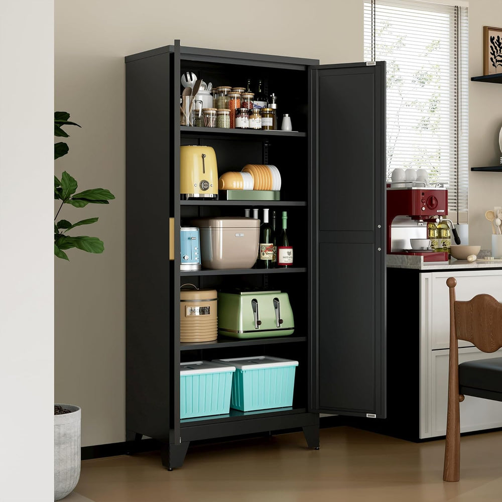 LCAOPC 71" Tall Metal Storage Cabinet with 2 Doors and 4 Adjustable Shel...