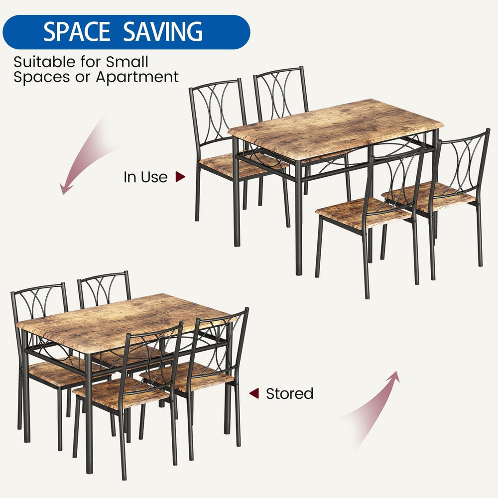 GarveeHome Dining Table Set for 4, Rectangle Compact Dining Table and Chairs ...