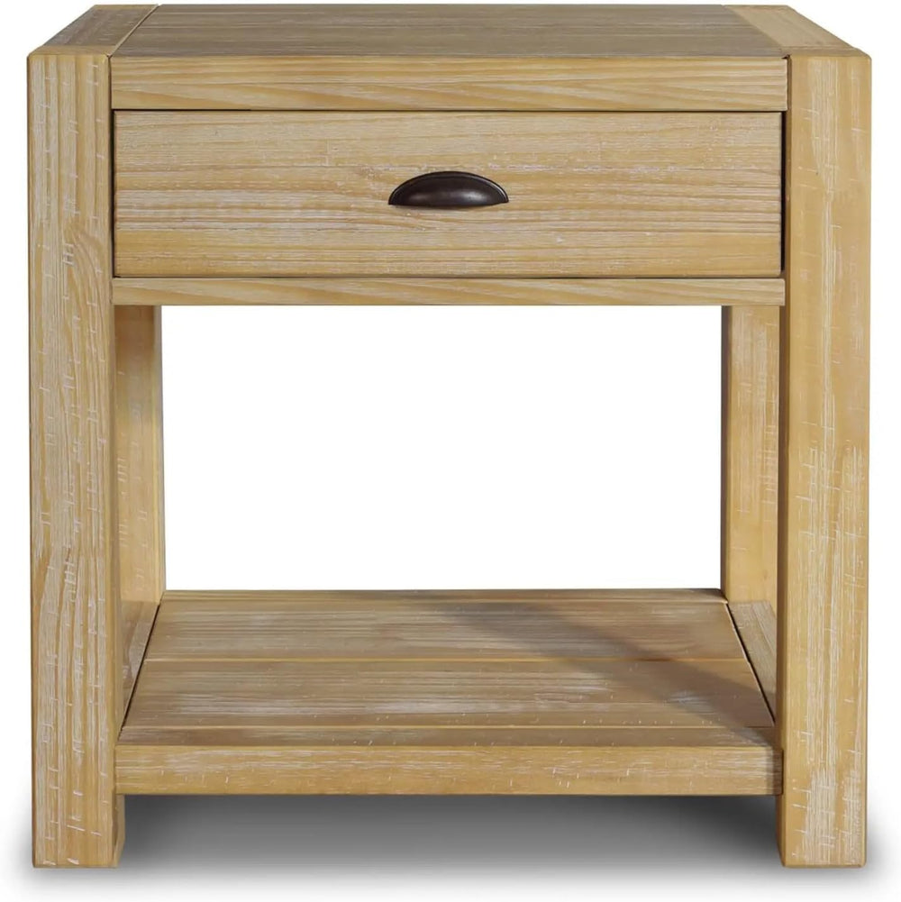 Grain Wood Furniture Montauk End Table, Solid Wood with a Driftwood Finish