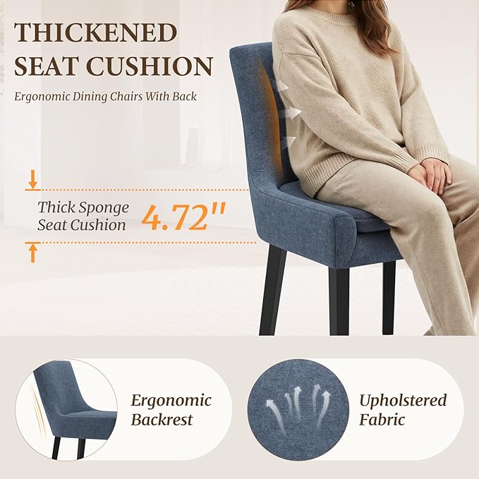 COLAMY Modern Dining Chairs Set of 6, Upholstered Corduroy Accent Side Leisur...