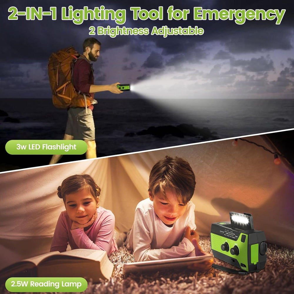 4000mAh/14800mWh Emergency Radio, Solar Hand Crank Emergency Radio - NOAA Wea...