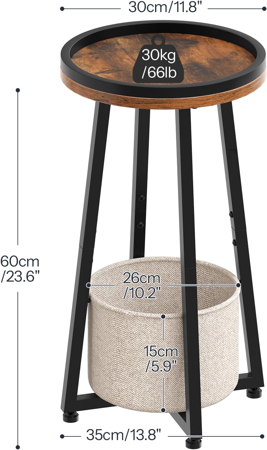 HOOBRO Small Round Side Tables, Set of 2, 2-Tier Round Sofa End Tables, Compa...