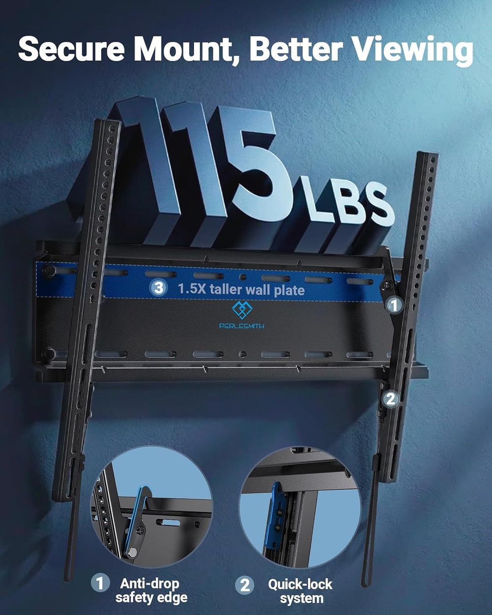 PERLESMITH Tilt TV Wall Mount with LED Light, TV Mount for 26–60 Inch TVs up ...