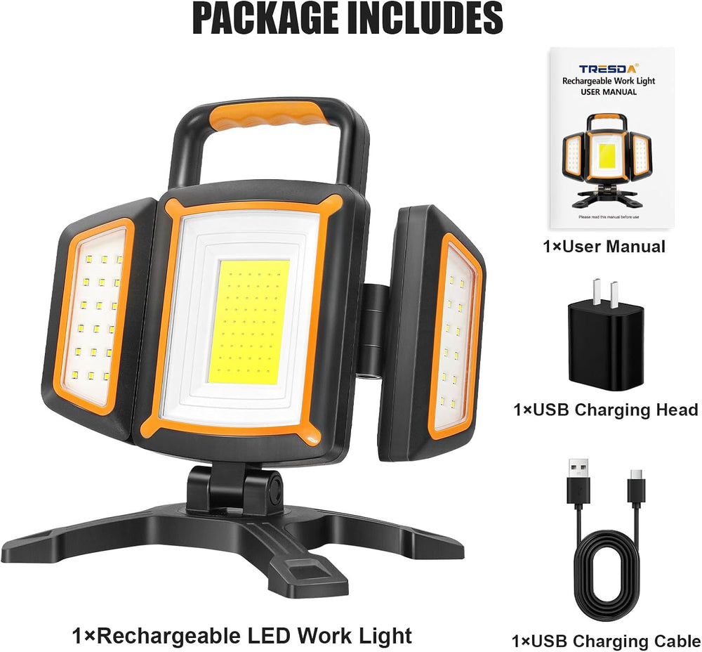 3000LM Rechargeable Work Light, Magnetic LED, Foldable & Portable