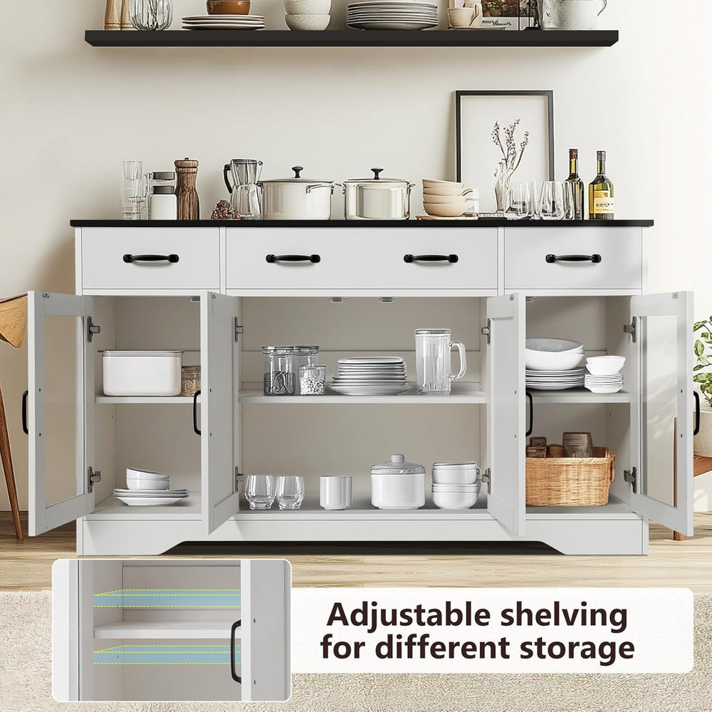 Likein Sideboard Buffet Cabinet with Storage - 55" Kitchen Storage Displ...