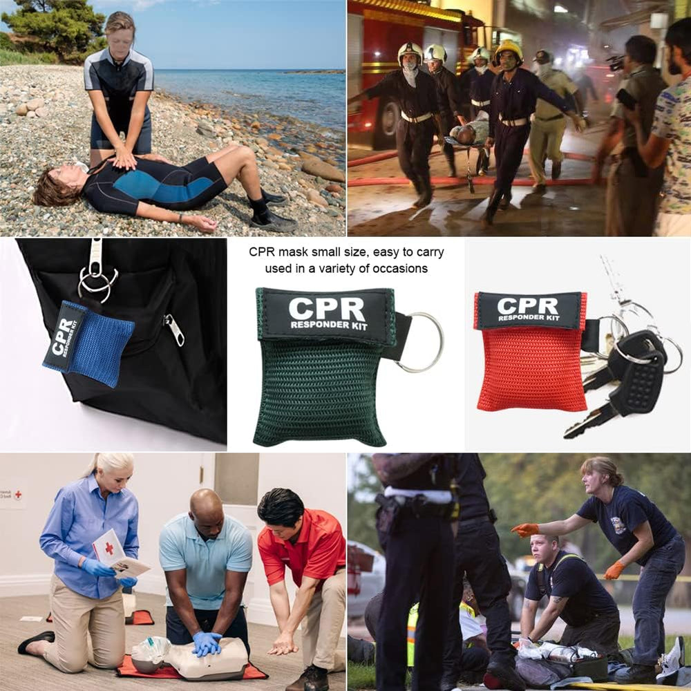 50pcs CPR Face Shield Mask, Keychain Mask Disposable Emergency Kit