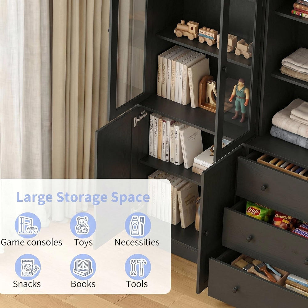 TUSY 71" H Bookshelf with Storage, 6-Tier Modern Bookshelves with 3 Larg...