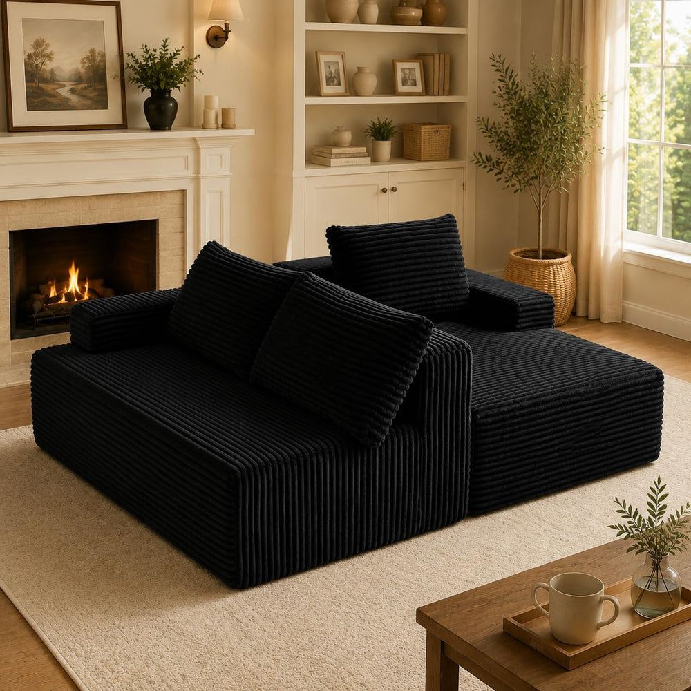 96" Sectional Sofa Cloud Couch with Deep Seat, Modern L-Shape Compressed...