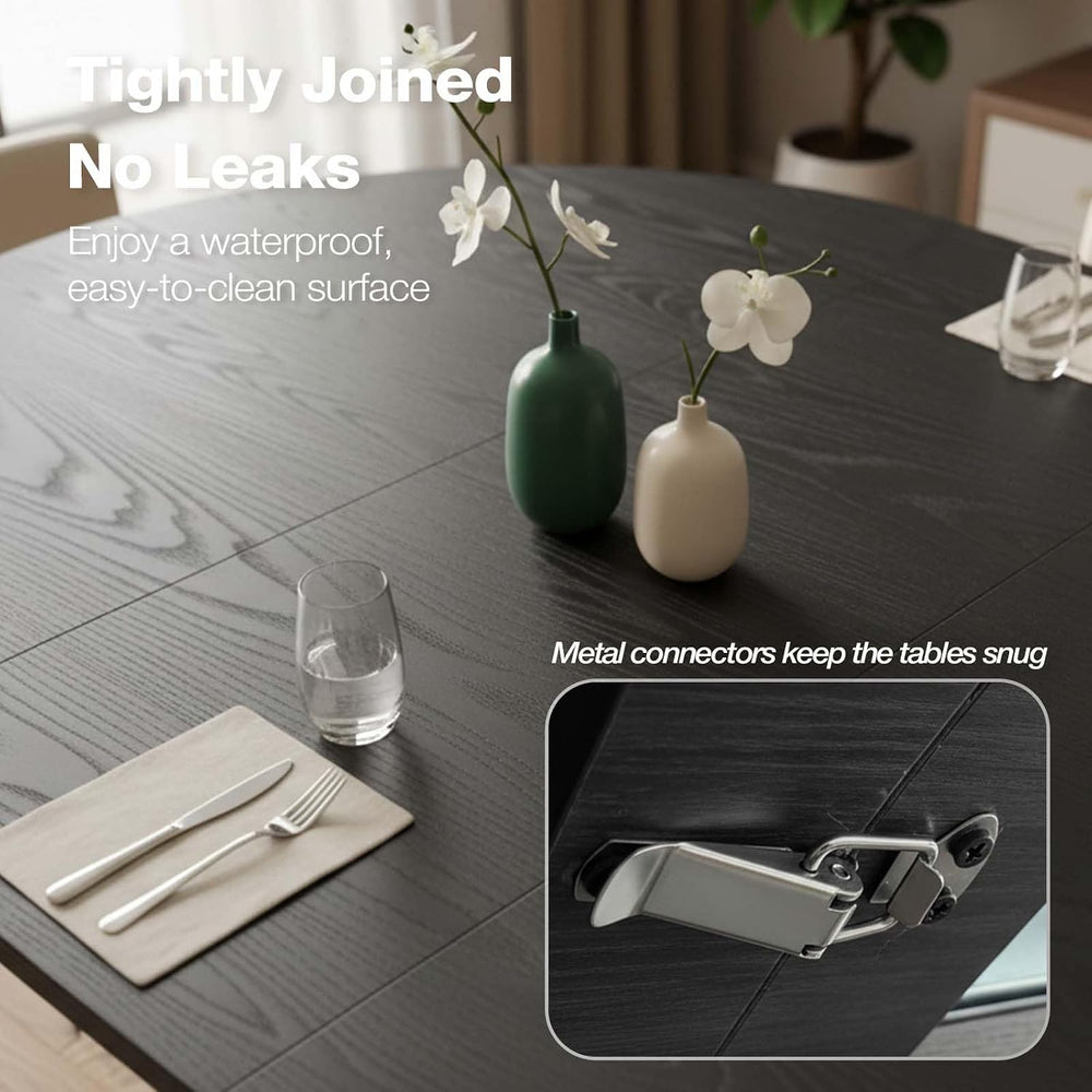 43.3''–59'' Extendable Round Dining Table for 4–8, Modern Woo...