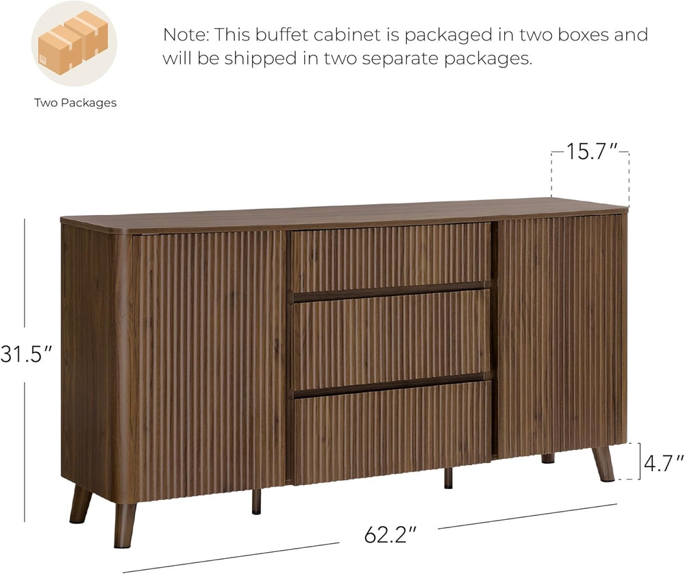 CHITA 62" Sideboard Buffet Cabinet with Storage, Living Room Accent Cabi...