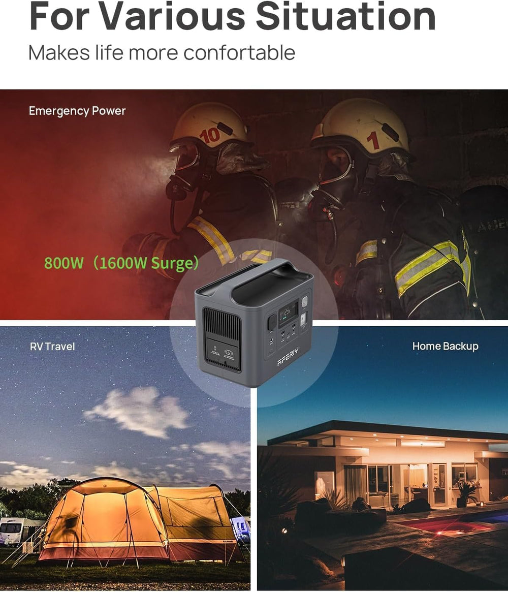 AFERIY Portable Power Station 800W(1600W Peak) Output, With Bidirectional Inv...