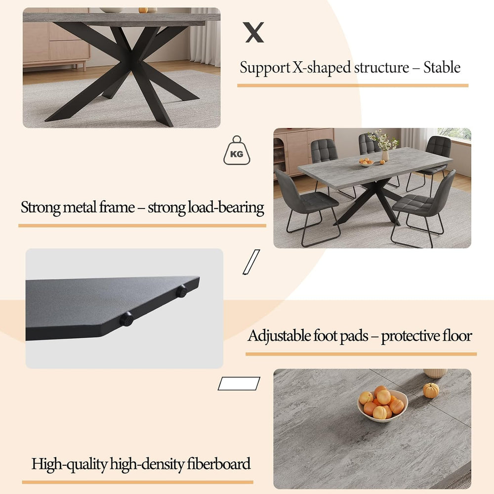 ZckyCine 7-Piece Expandable Dining Table Set, 63"-79" Extendable Re...