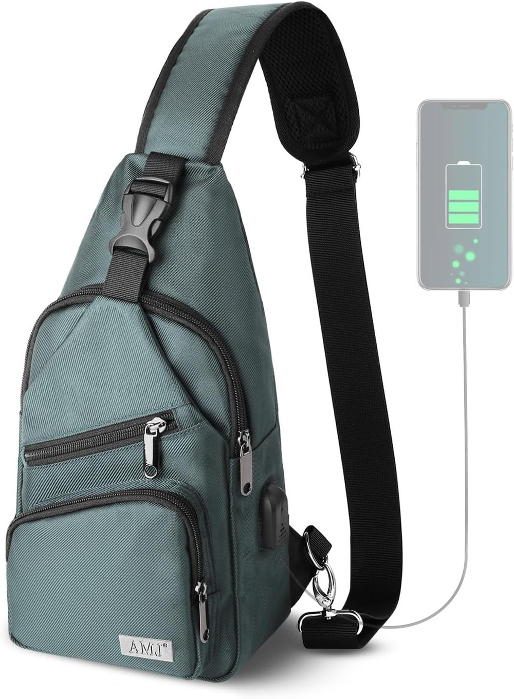 AMJ Crossbody Hiking Casual Sling Bag For Men Women Travel Camping Chest Back...