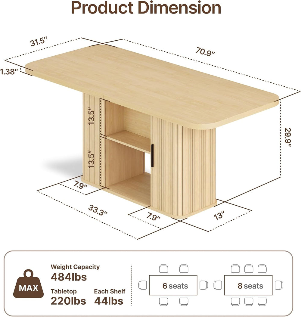 SUNCOZE 70.9" Oval Dining Table for 4-6 People, Large Farmhouse Kitchen ...