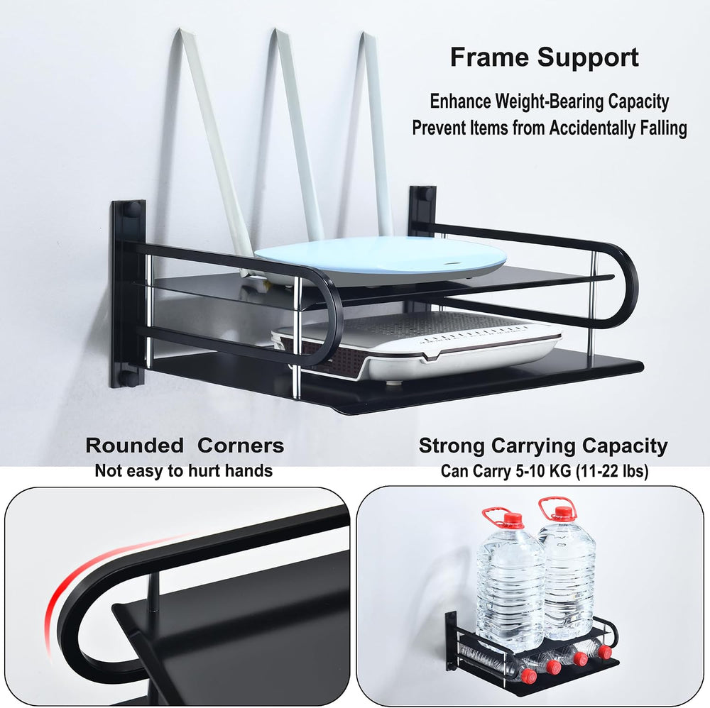 2-Tier Metal Floating Wall Shelves for AV TV Box Console, 12x9.8 Inch
