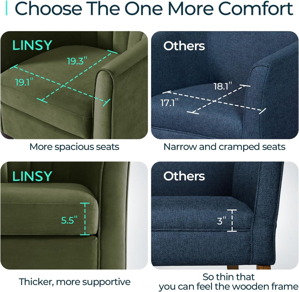 LINSY Accent Chair with Ottoman, Modern Barrel Chair Small Armchair Reading C...