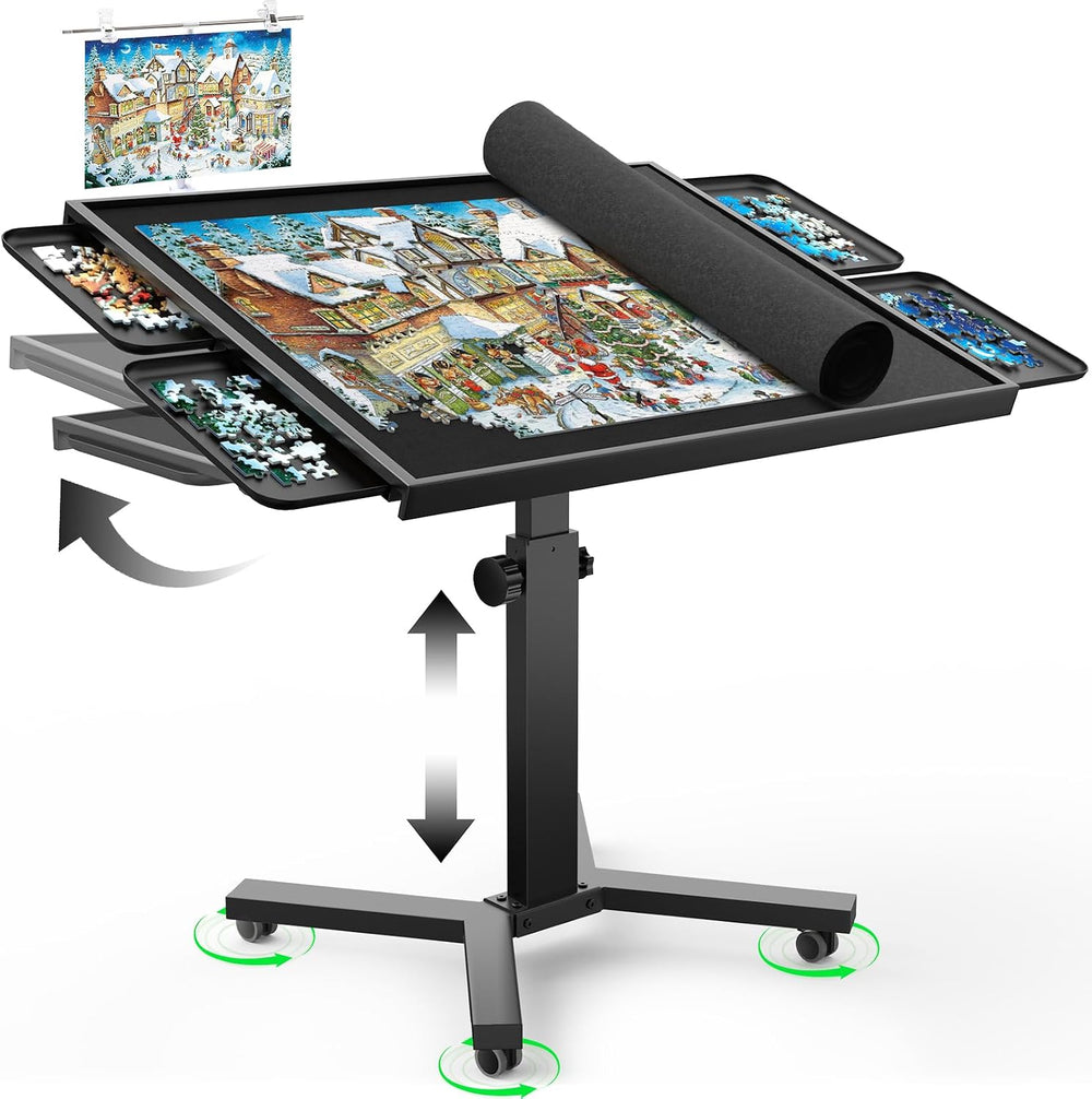 1500 Piece Jigsaw Puzzle Table with Legs, 35.43"x27.87" Metal Puzzl...