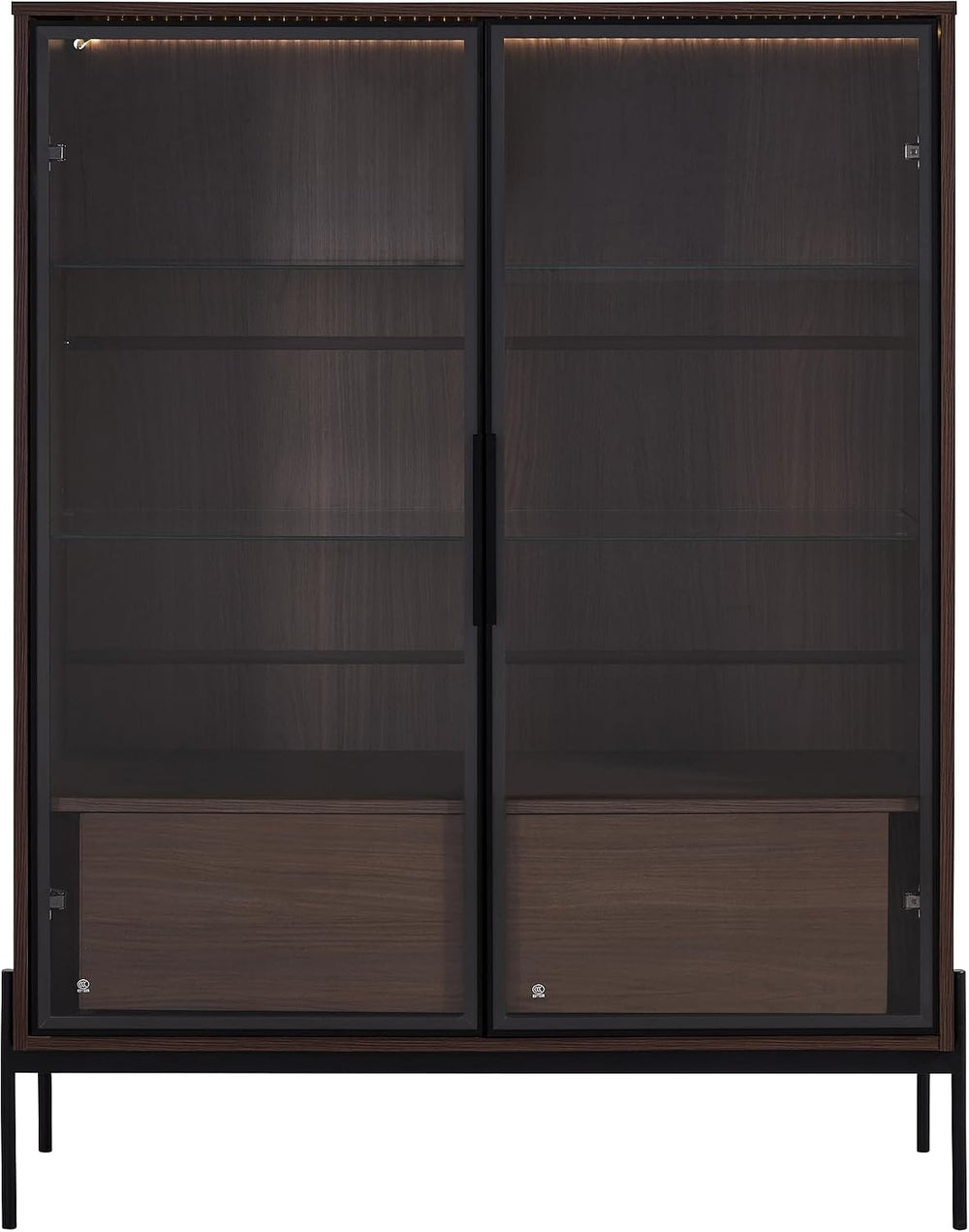roomfitters 51.2'' Display Cabinet with Glass Doors, Pantry Storage C...