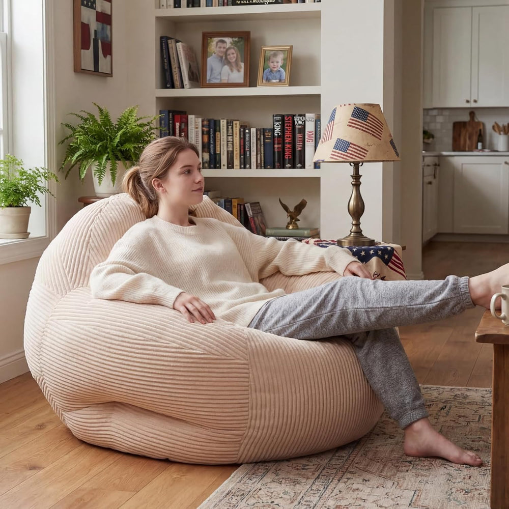 EBENCHICO Corduroy Bean Bag Chair for Adults Teens Large Beanbag Sofa | With ...