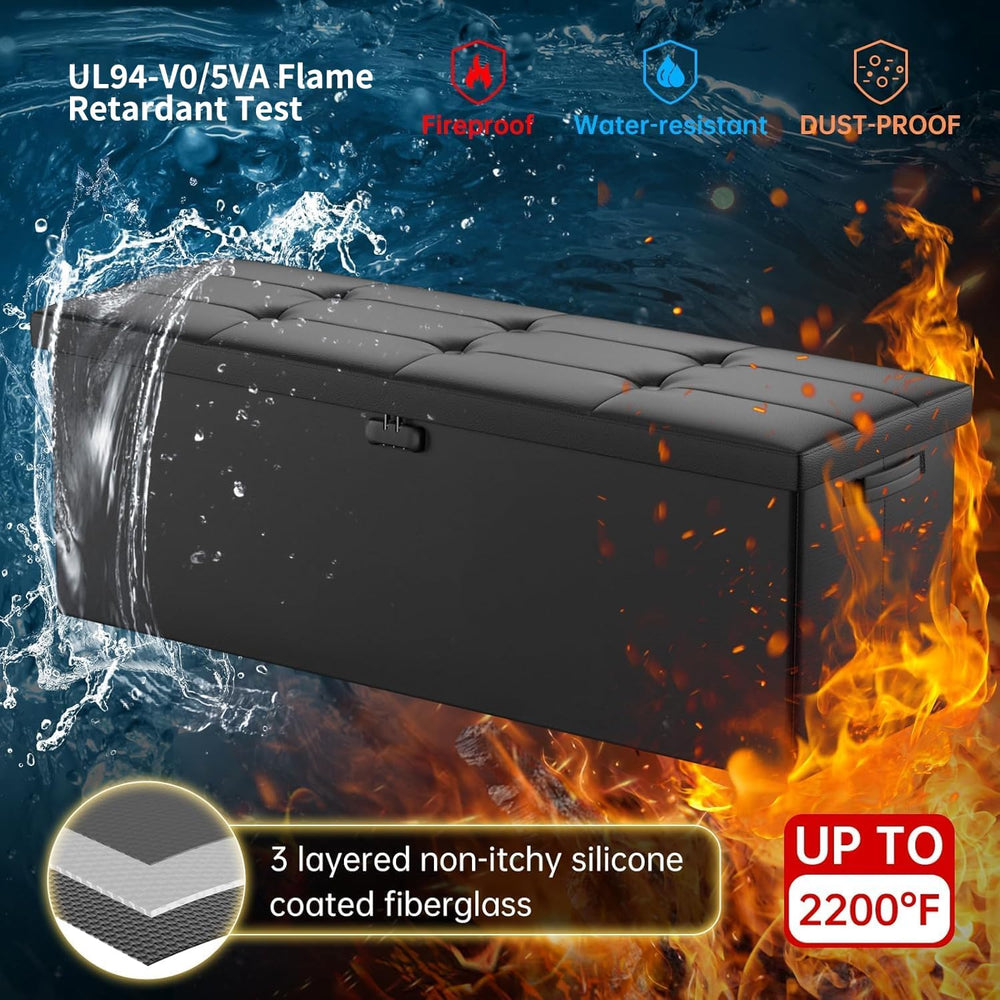 DocSafe Storage Ottoman Bench,Fireproof&Waterproof Folding Bench with Lock(15...