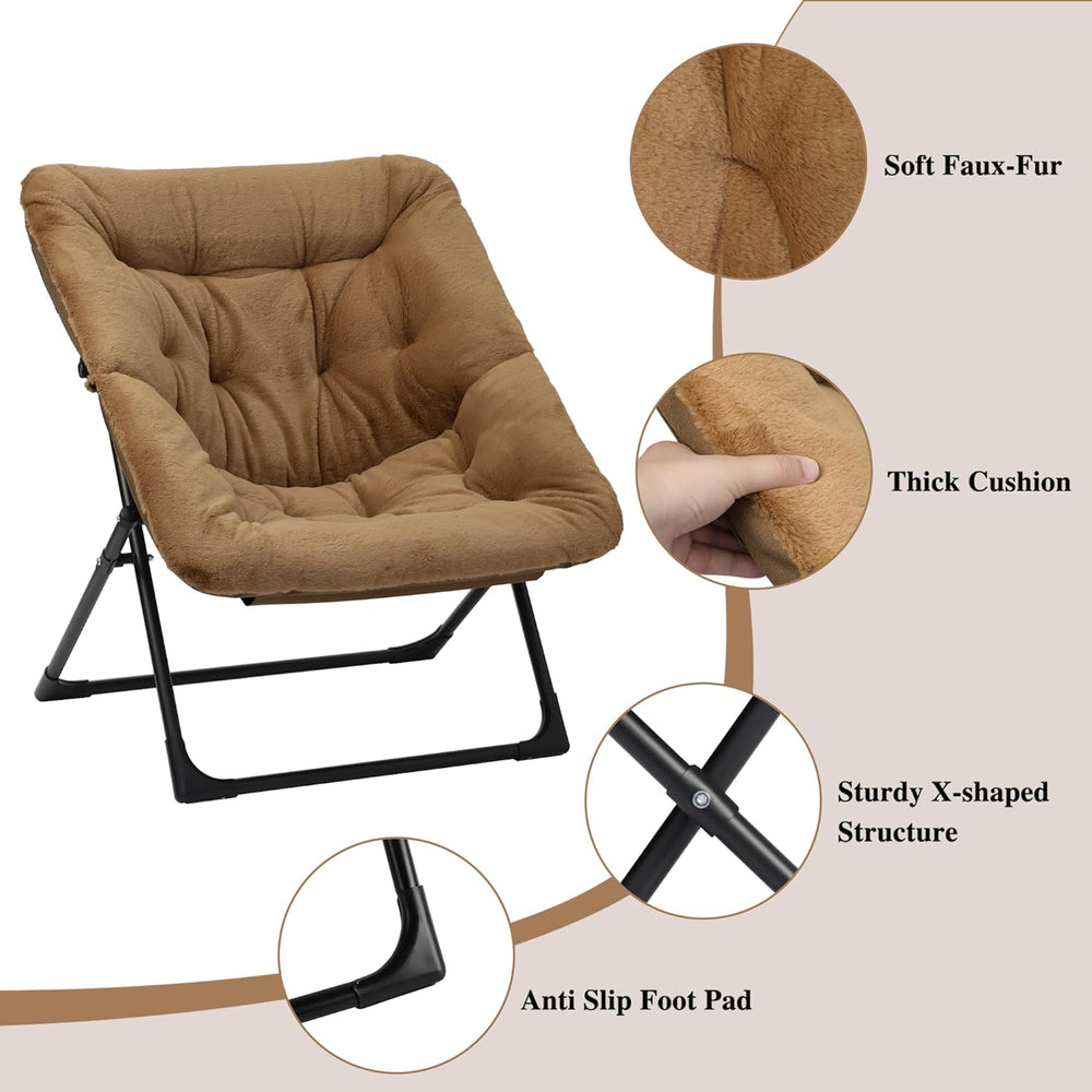 Comfy Saucer Chair for Adults, Set of 2, Soft Faux Fur Bedroom Chair, Accent ...