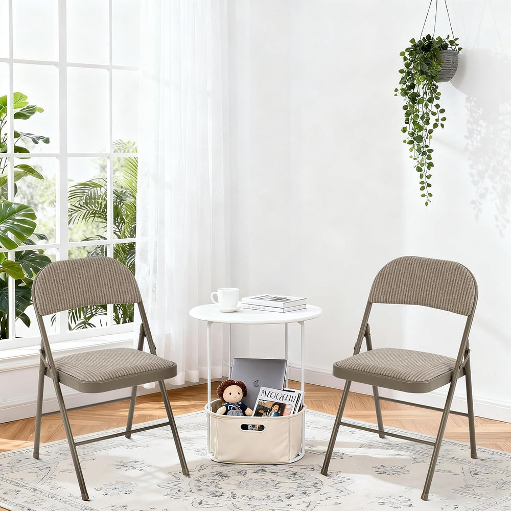 DUMOS Padded Folding Chairs 4 Pack, Foldable Dining Patio Chairs, Outdoor