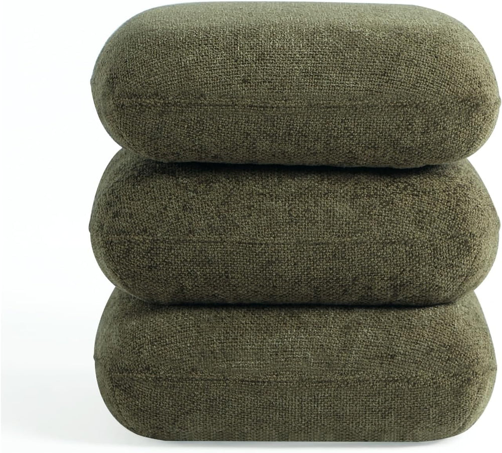 Get Set Style 360° Swivel Linen Ottoman, Modern Upholstered Foot Stool, Multi...