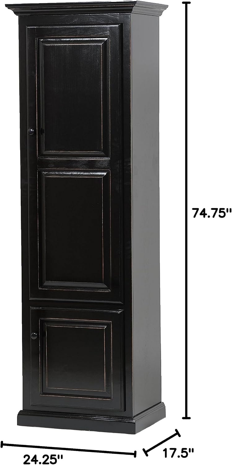 American Heartland Poplar Single Door Pantry, Antique Black