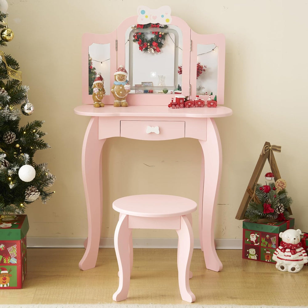 Vanity Set,ShyneeMakeup Dressing Vanity Set Wooden Princess Makeup Table with...