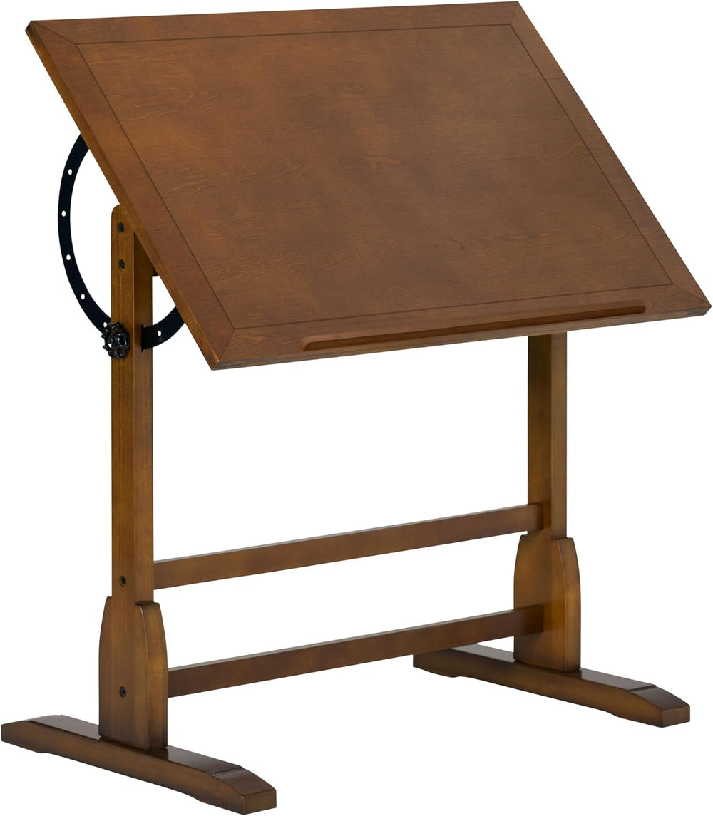 Studio Designs Vintage Rustic Oak Drafting Table, Top Adjustable Drafting Tab...