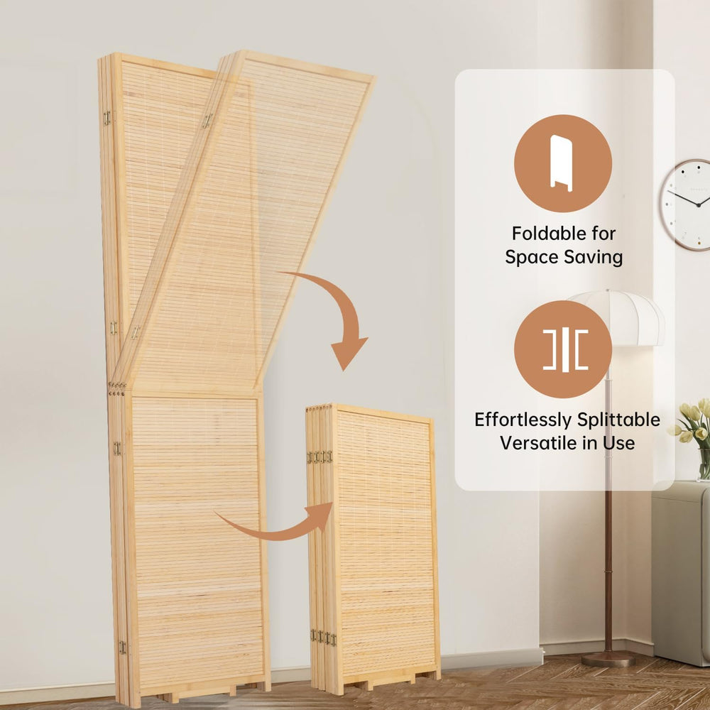 Room Divider Folding Privacy Screens,Hand-Made Natural Bamboo Room Dividers