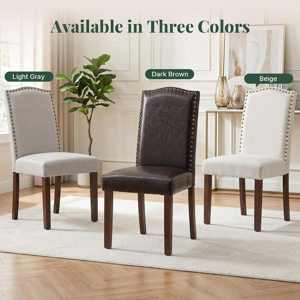 Upholstered Dining Chair Set of 6, Farmhouse Fabric Kitchen Chair | Modern, P...