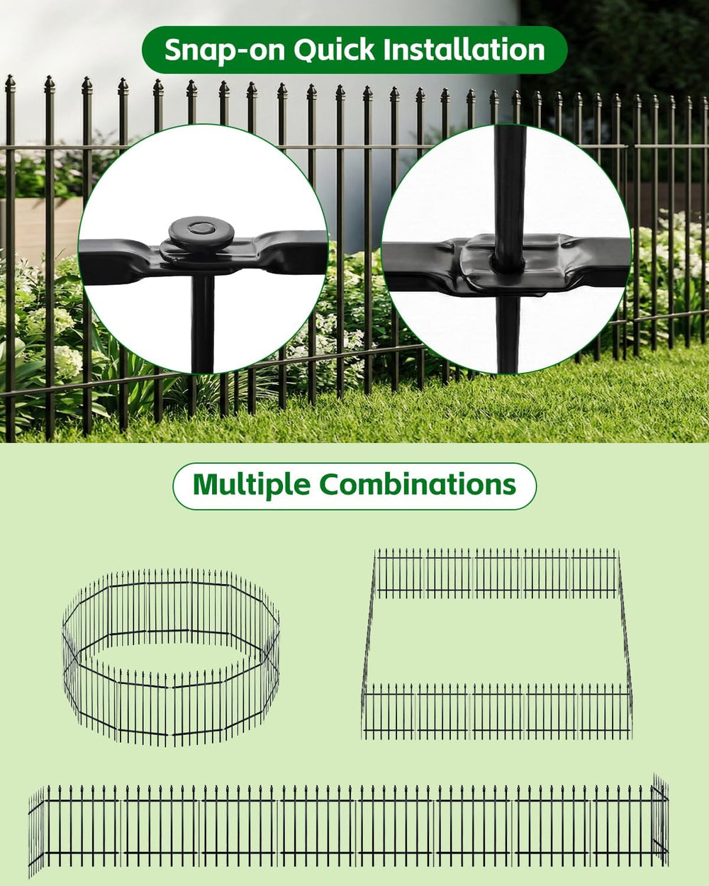 ARIFARO 5 Panels Metal Garden Fence 24" H x 24" W, Decorative Fence...
