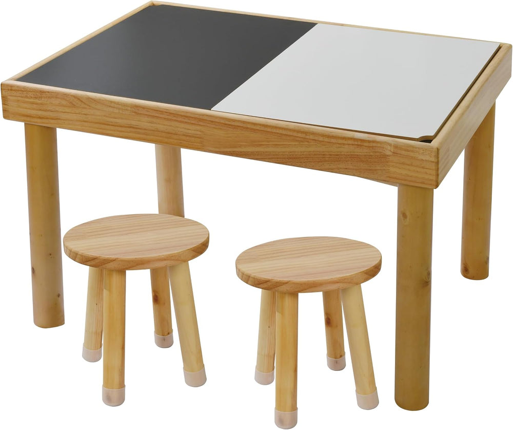 Wooden Sensory Table for Toddlers with 2 Chairs, Double-Sided Boards | Sand a...