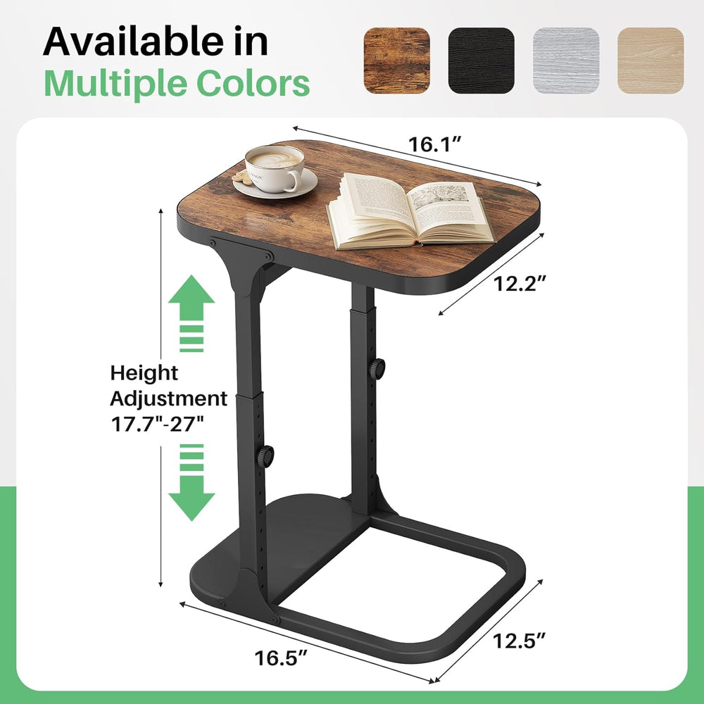 Kitstorack Ultra Stable & Durable End Table, Ajustable Height C Shaped Si...