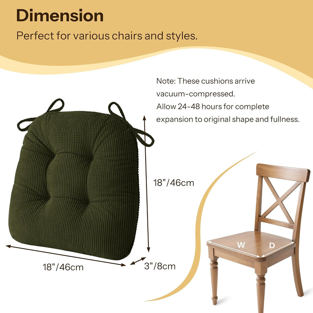 Chair Cushions for Dining Chairs 18"x18"x3" Dark Green Set of 4