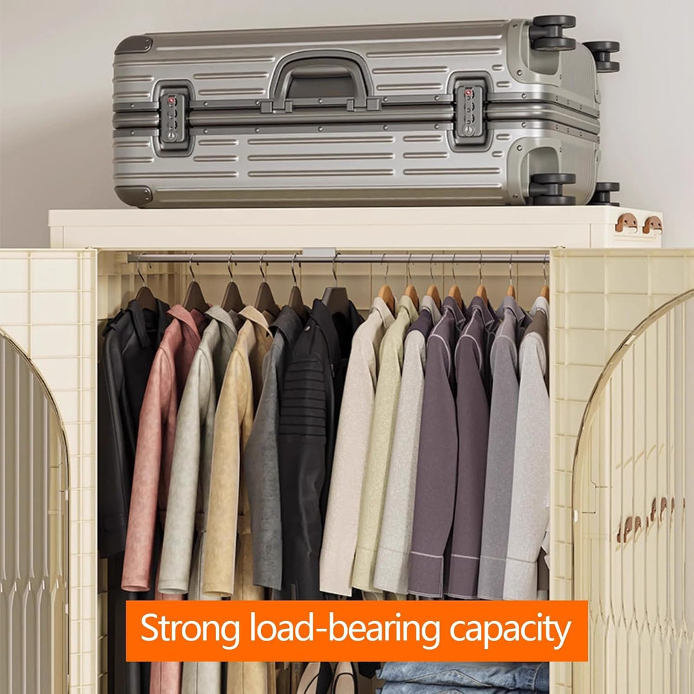 Heavy Duty Clothes Rack - Portable Foldable Wardrobe with Hanging Space on Wh...