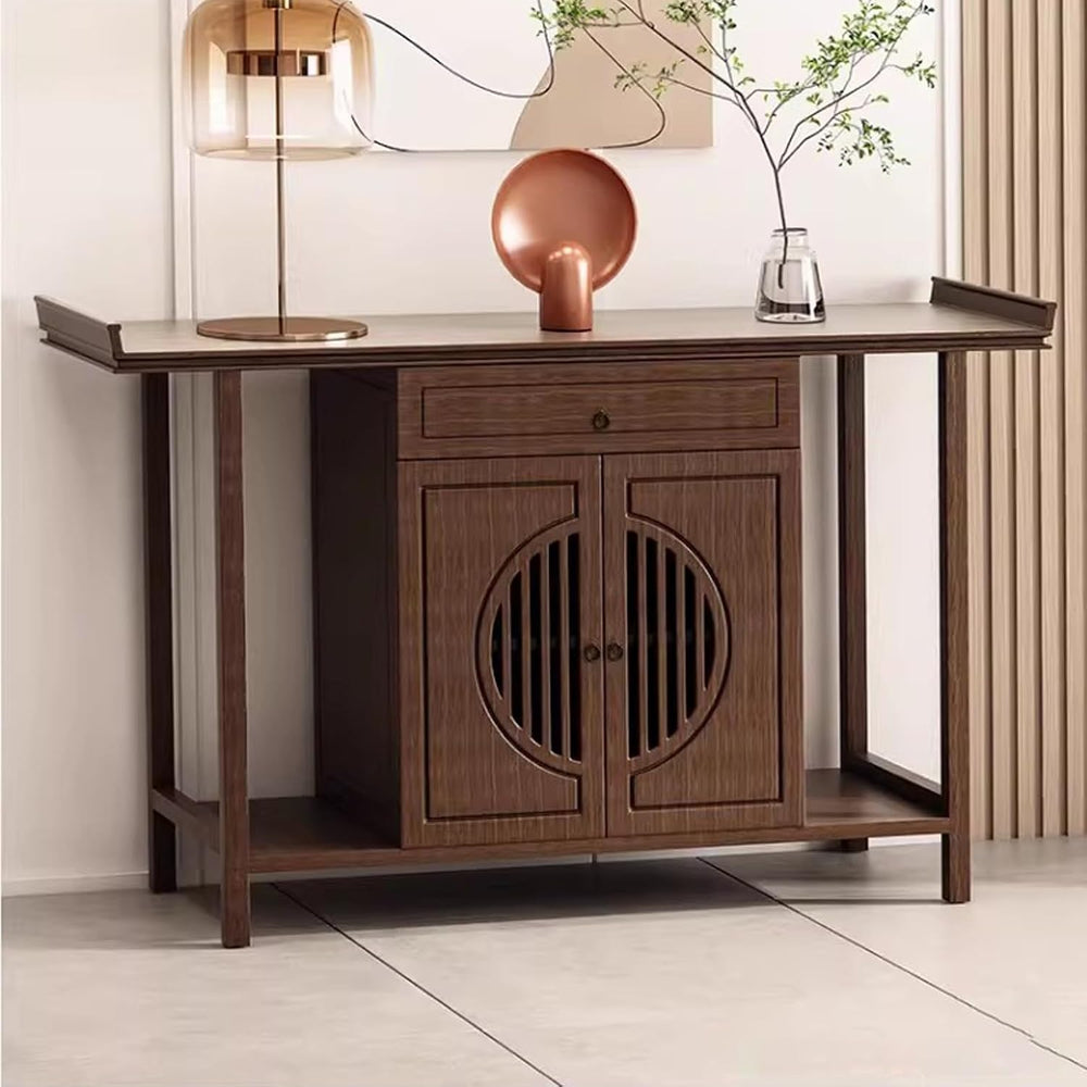 Personal Shrine Meditation Table with Storage Cabinet and Drawer | Pedestal O...