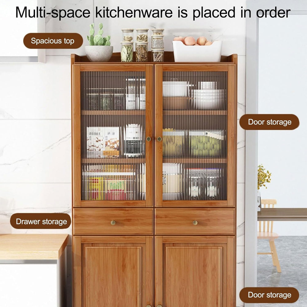 Tall Freestanding Food Storage Cabinet, Kitchen Pantry Storage Cabinet with D...