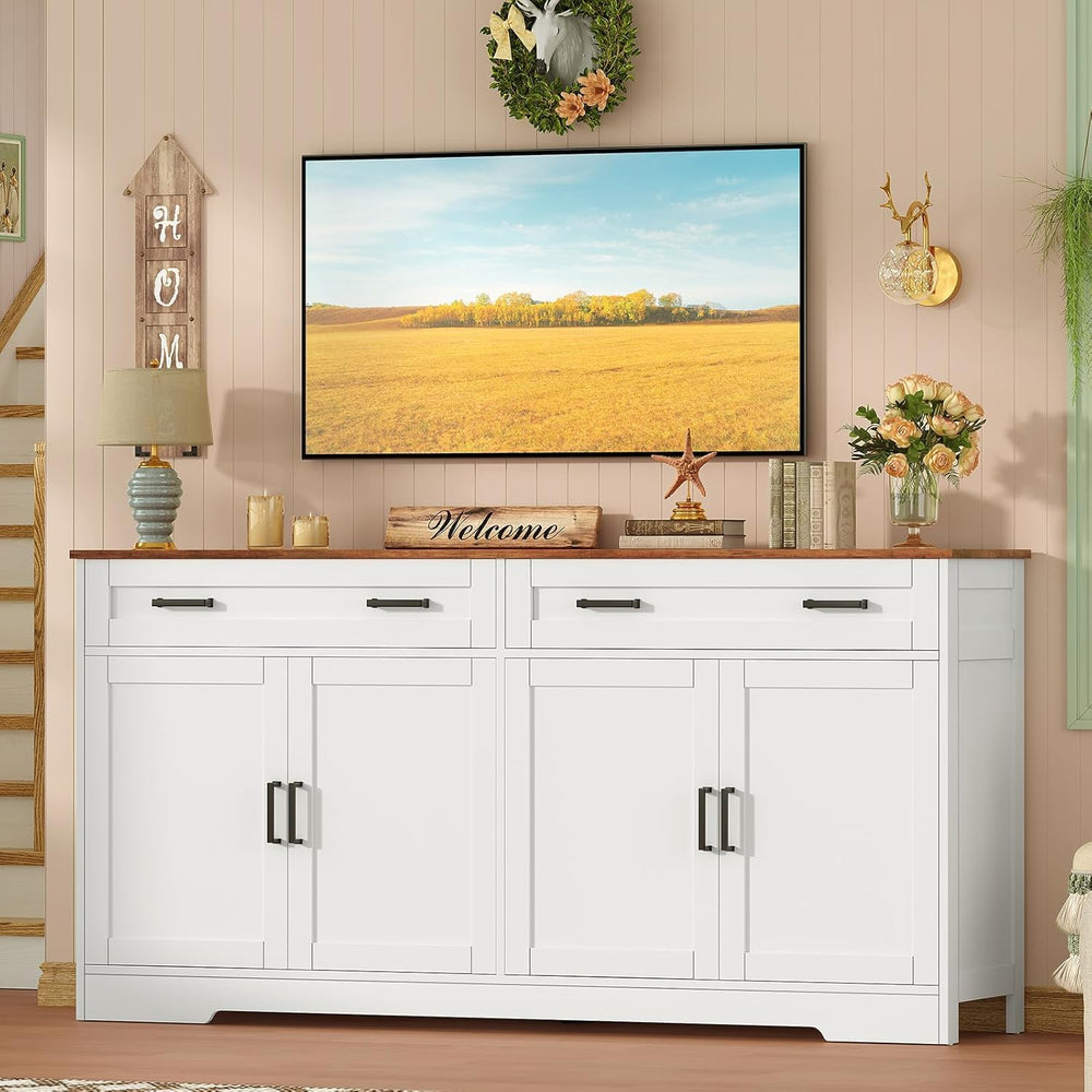 usikey 55" Buffet Cabinet with Storage and Drawers, Large Sideboard Buff...