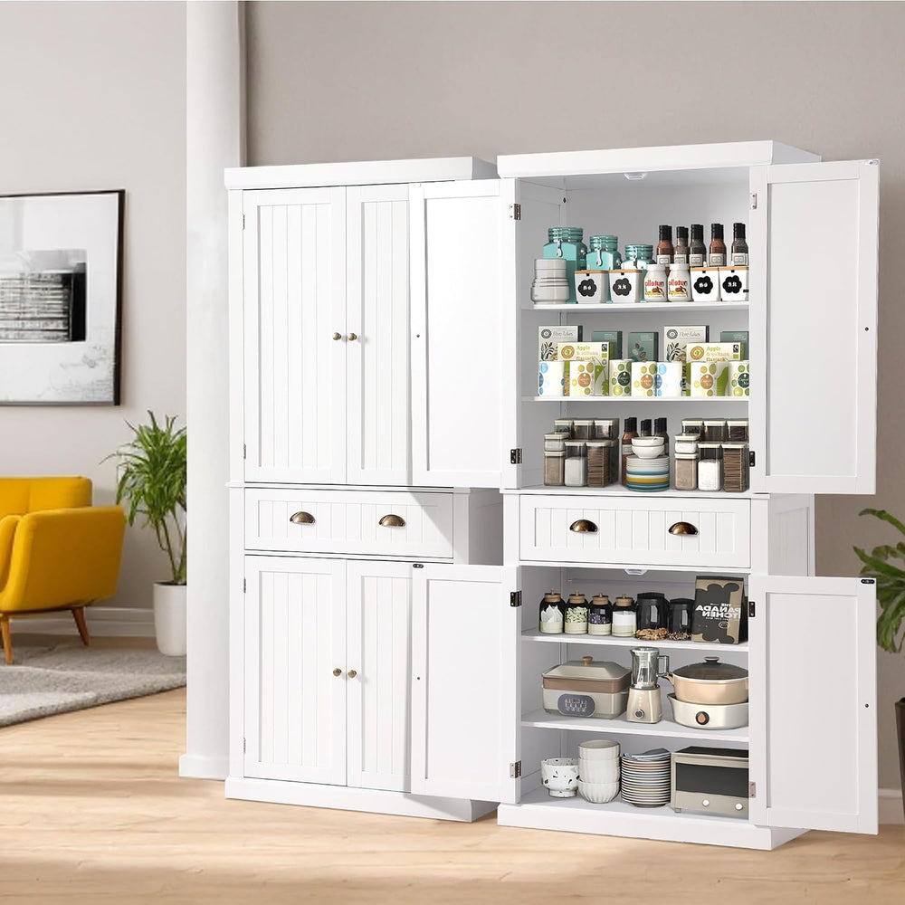 LOUVIXA 72" Kitchen Pantry Storage Cabinet, Freestanding Cupboard with 2...