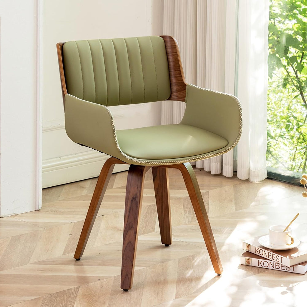 LUNLING Swivel Accent Faux Leather Dining Chairs, Mid Century Modern Chairs w...