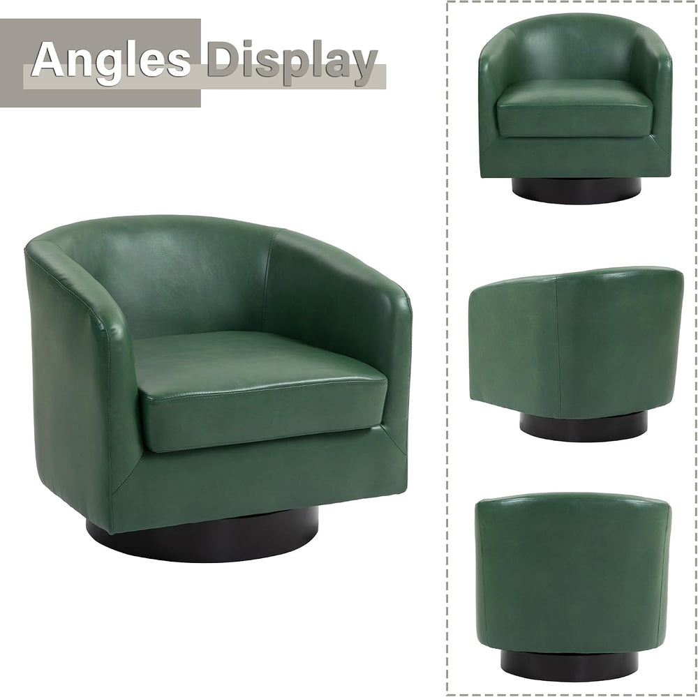 Lumibee Faux Leather Swivel Barrel Chairs Set of 2, Upholstered Comfy Round S...