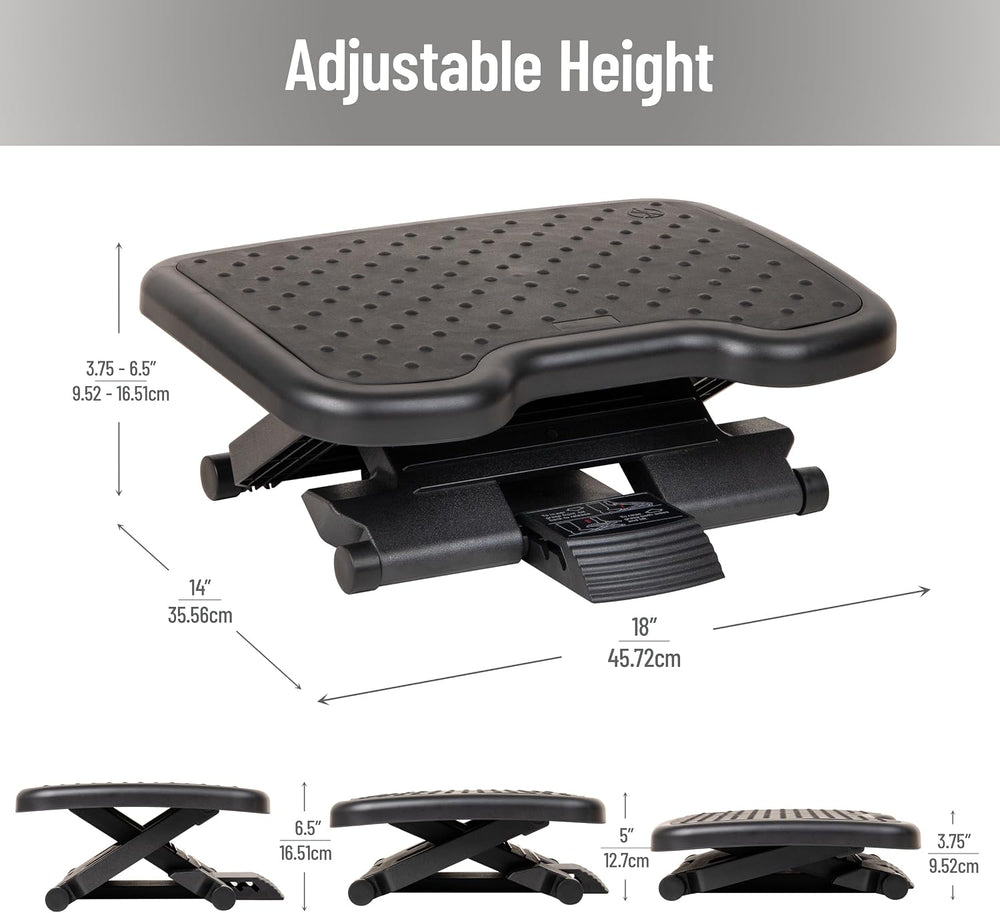 Mind Reader Adjustable Foot Rest with Elastomer Pad for Comfort and Support, ...