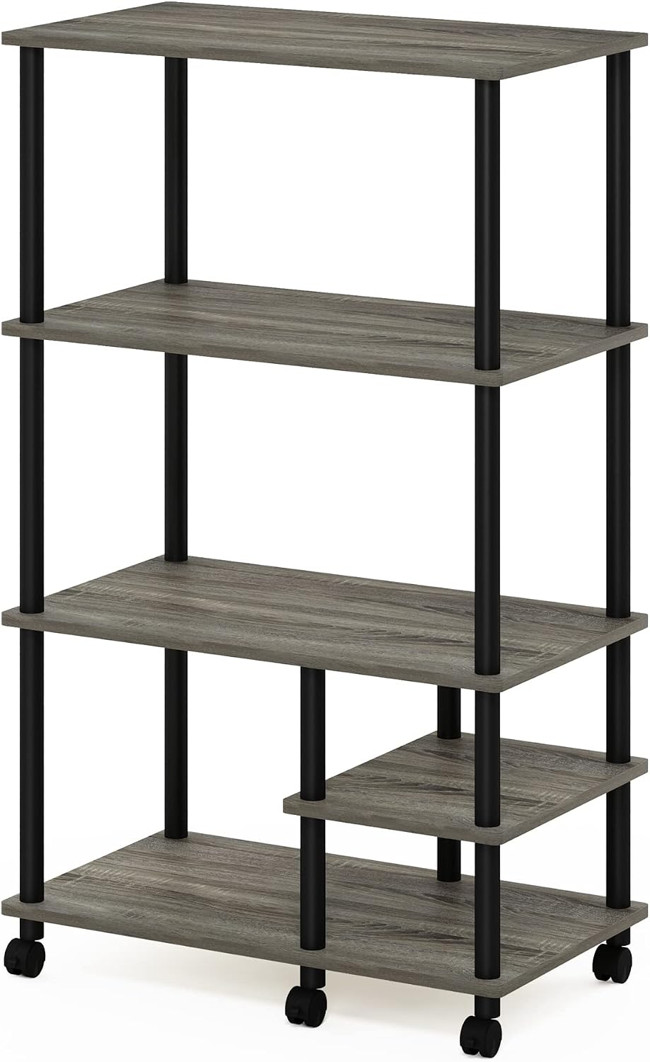 Furinno Turn-N-Tube Bakers Rack with Wheels, 4-Tier Kitchen Storage Cart, Kit...