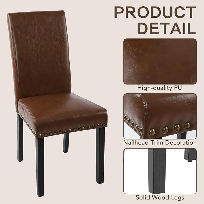 LSSBOUGHT Dining Chairs Set of 6, Modern Dining Room Chair,Upholstered Pu Lea...