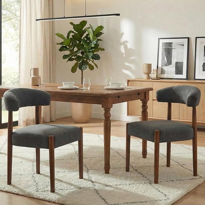 VKNOW Wooden Dining Chairs Set of 2, Modern Upholstered Dining Room Chairs wi...