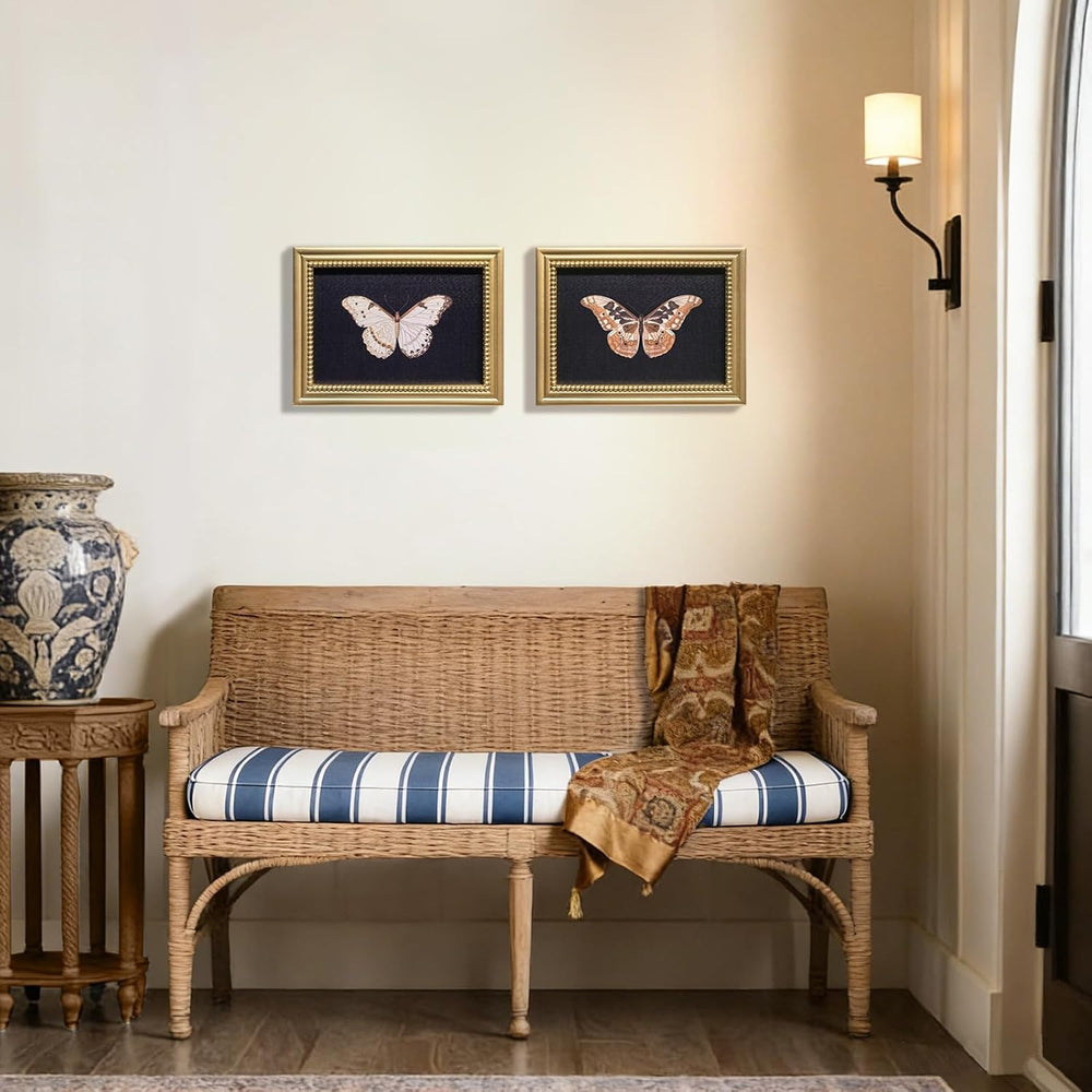 Gatheroad Vintage Gold Framed Wall Art Set of 2, Aesthetic Butterfly & In...