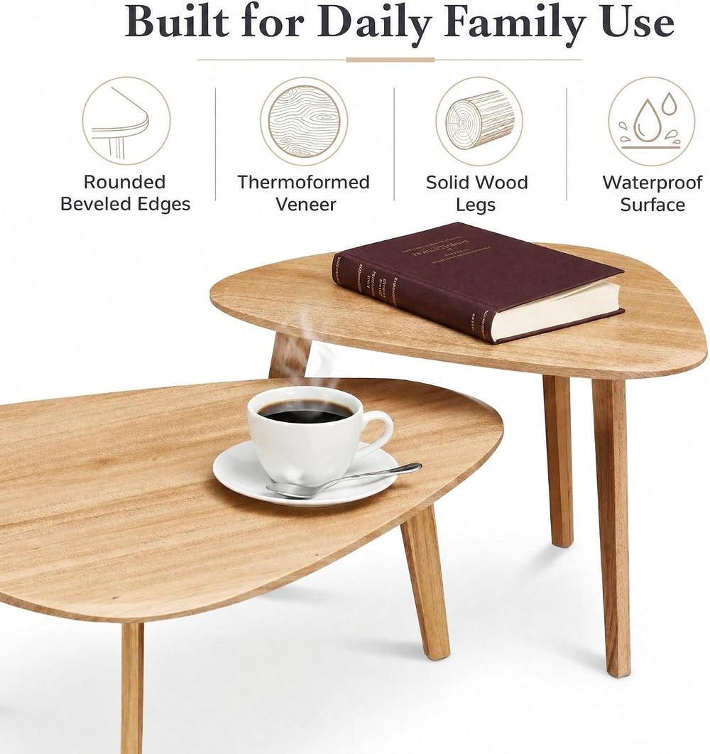 Nesting Coffee Table Set of 2-Mid Century Modern Coffee Table | Guitar Pick S...