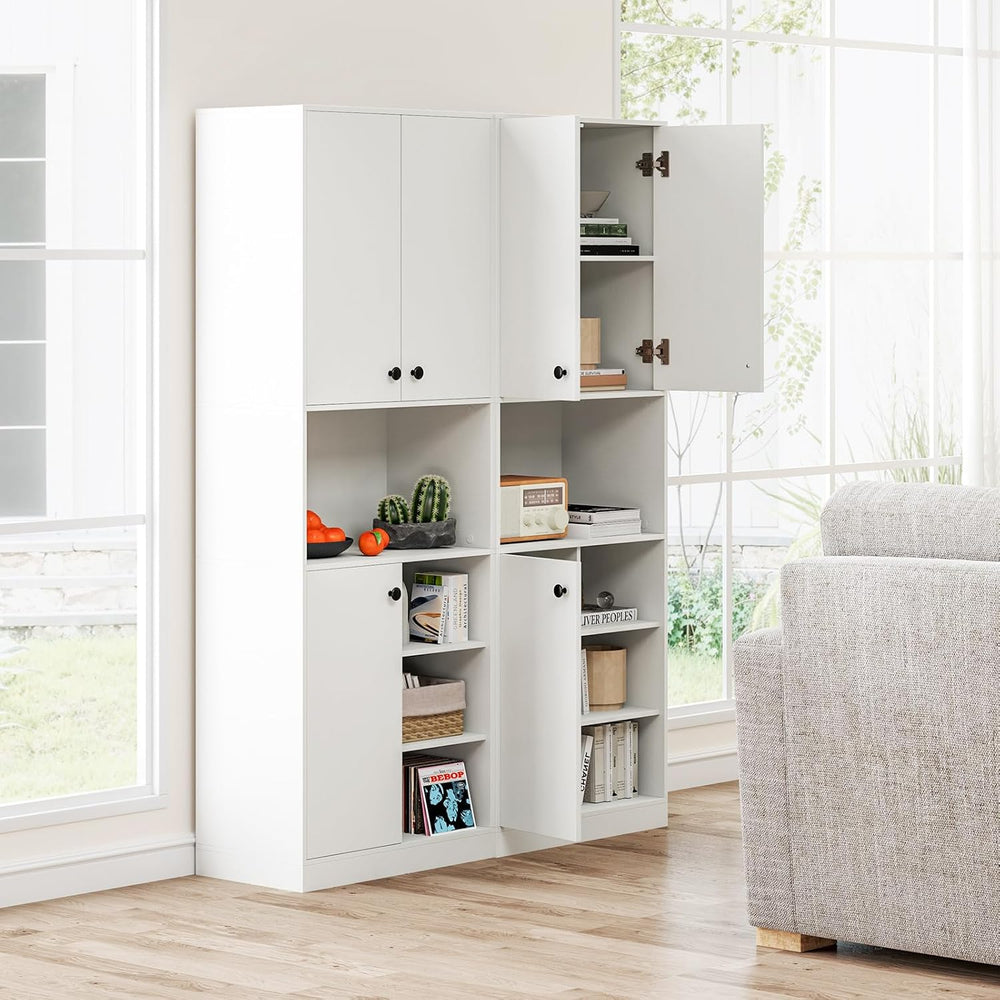 TANGZON Tall Kitchen Cupboard, 3-door Storage Cabinet with Countertop, Open S...